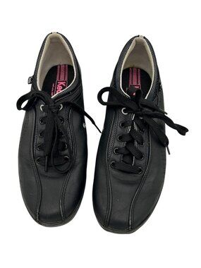 Keds Womens Low Top Leather Sneakers Shoes Size 9.5 Black Lace-Up Casual Classic